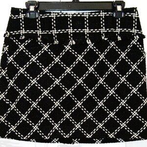 Forenza Black and White Plaid Tweed Mini Skirt